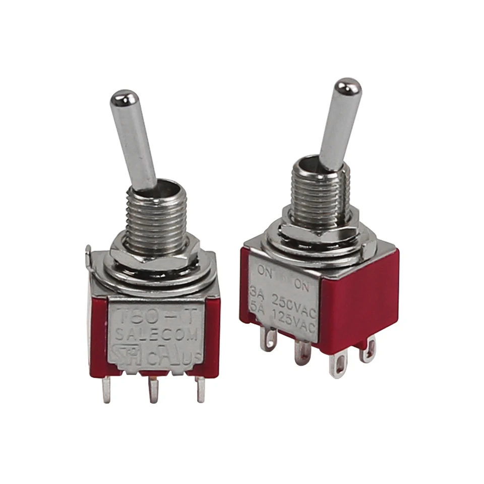 Fleor 2pcs Red Mini 2 Way Tanggle Switch Guitar Pickup Selector Switch DPDT ON / ON 3A 250V AC / 5A 125V AC