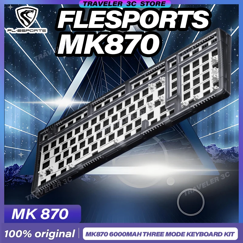 Flesports MK870 Troj režim Prispôsobené mechanické herné klávesnice Keyboard Hot Swap Office Wireless Multifunkcia RGB Darček pre laptop PC