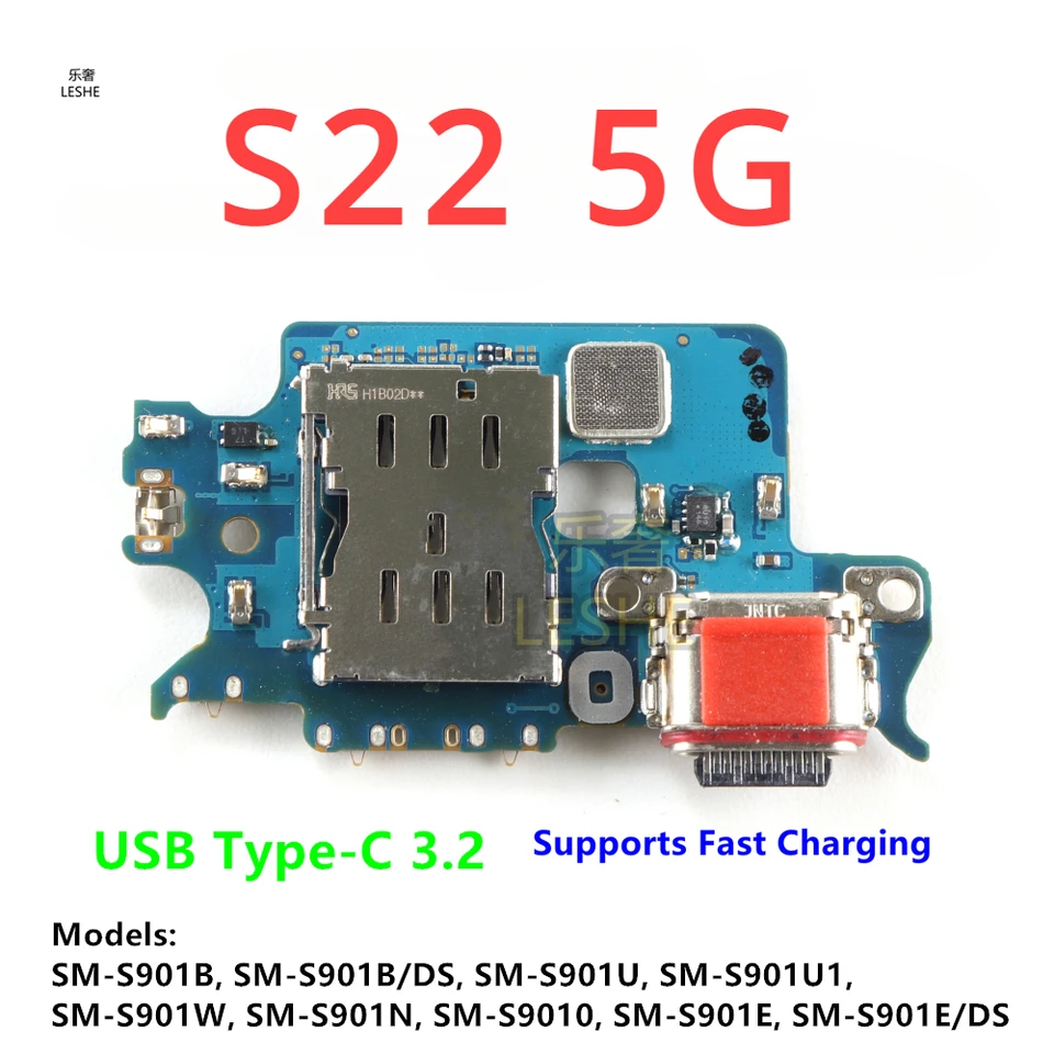 Flex nabíjacieho portového dosky pre Samsung Galaxy S22 5G S901B S901U S901N S901E DUAL SIM TYP-C KABEL