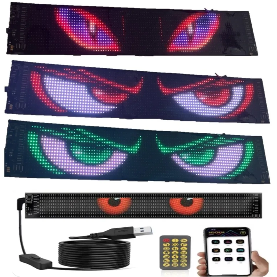 Flexibilná obrazovka LED auta, panel USB 5V Matrix Pixel Panel RGB vzor Graffiti Scrolling Text Animácia Zobrazenie automobilového obchodu s aplikáciou.