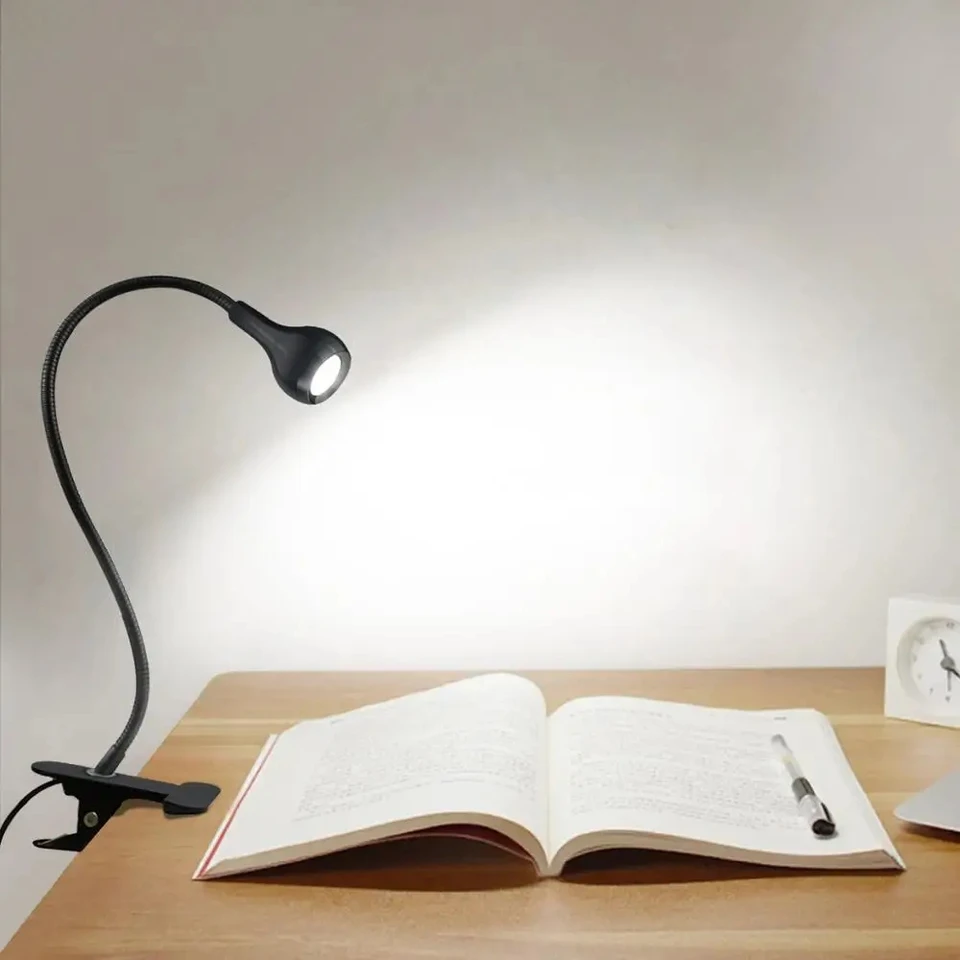 Flexibilná trubica nastaviteľná LED tabuľka Svetlo USB Power Study Read Desk Lamp s držiakom na klip pre osvetlenie akváriových rybích nádrží