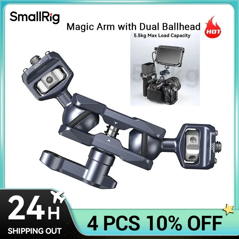 Flexibilné kĺbové rameno Flexibilné kĺbové rameno Smallrig s 1/4 ”skrutkami, monitor poľa s dvojitou guľkou, nastaviteľné čarovné rameno 3873