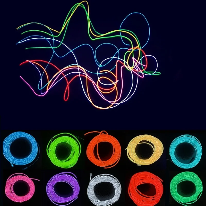 Flexibilné neónové svetlo 1m/2m/3m/5m EL Wire LED Neon Dance Party Atmosféra dekorácie lampa Ropetube vodotesný viacfarebný LED pásik červený