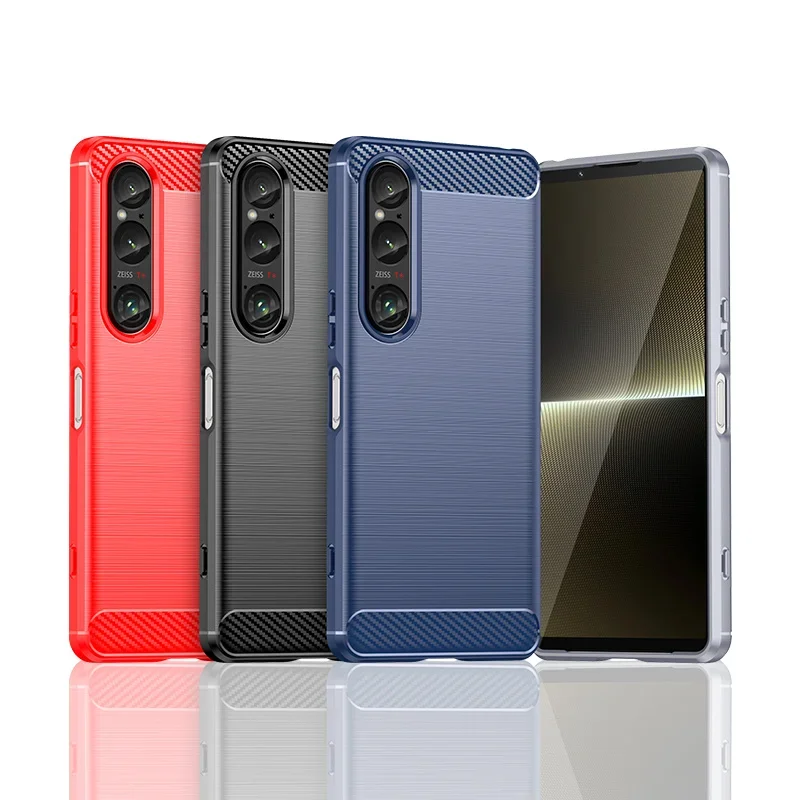 Flexibilné puzdro TPU pre Sony Xperia 1 10 VI 1 10 5 V VI III SOCKOPPOPTURE BUMPER TPU Podnikateľské vlákno mäkké puzdro pre Sony Xperia III