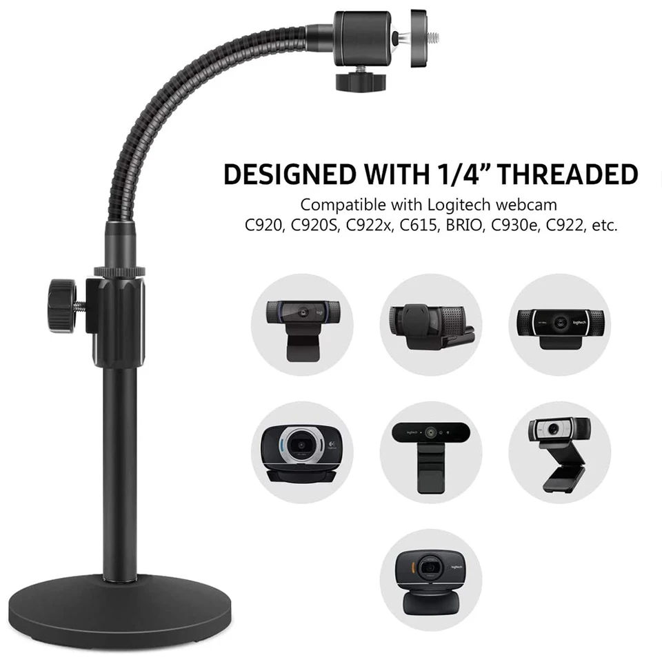 Flexibilný 360 ° rotácia Stojan Webcam Stock s 1/4 