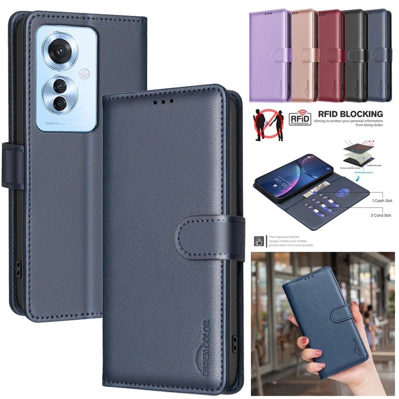 Flip Cover proti krádeži peňaženky kožené puzdro pre Oppo Reno11 F Reno7 Z Reno5 F Reno 11f 7Z 5Z 5F Reno11f 5G Matte Telefón Case Bags