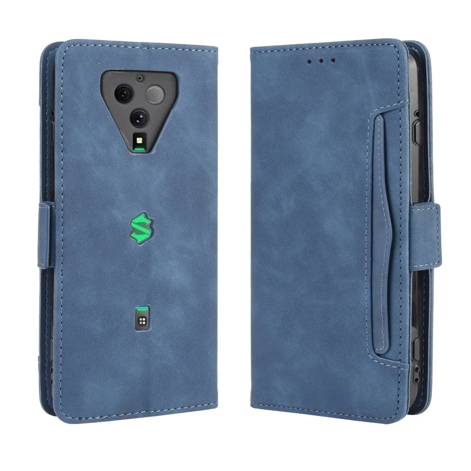 Flip kožený kryt pre Xiaomi Black Shark 3 Kle-H0 Kle-A0 samostatný typ magnetické gombíky Mnoho kartových slotov