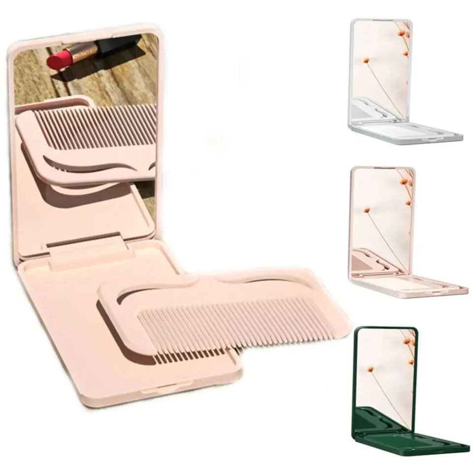 Flip Type Combin Mirror Set Solid Color Vanity Mirror Mirror Mirror s hrebeňom sklopné mini skladacie kompaktné vreckové zrkadlo dievča