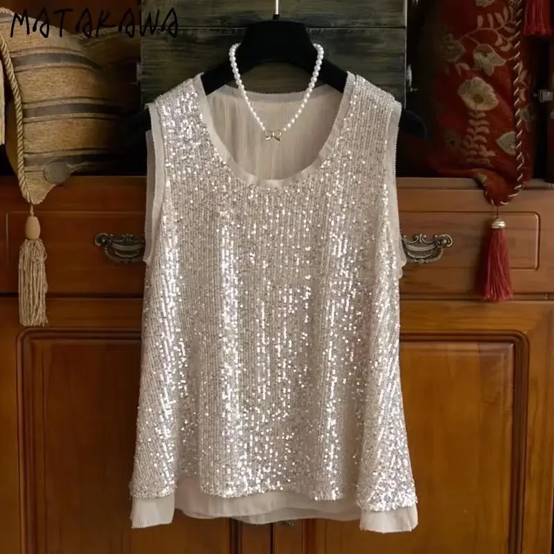 Flitre Matakawa Sprig letné tričko pre ženy pre ženy Solid Ruavel bez rukávov Kórejská móda ropa de mujer základy ležérne elegantné vrcholy tankov