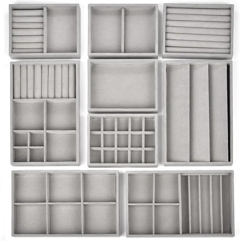 Flocking Jewelry Tray DIY remeselné príslušenstvo DOPRAVA PRING RING NÁ náušnice Náušnice HOTLOCE DOSTATOČNÝ Produkt Zobraziť škatuľu šedá organizátor