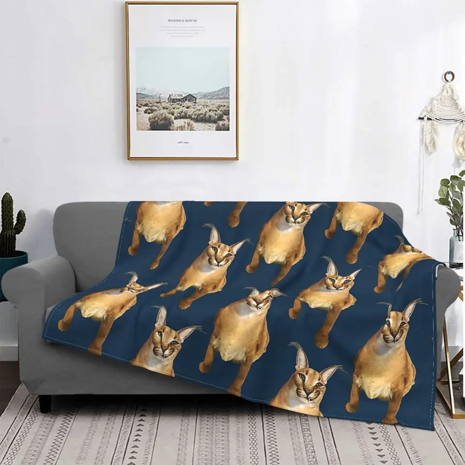 Floppa úsmevové prikrývky vtipné meme karacal mačacie plyšové hádzanie prikrývky podliatiny gauč dekorácie ultra mäkké teplé posteľné prikrývky