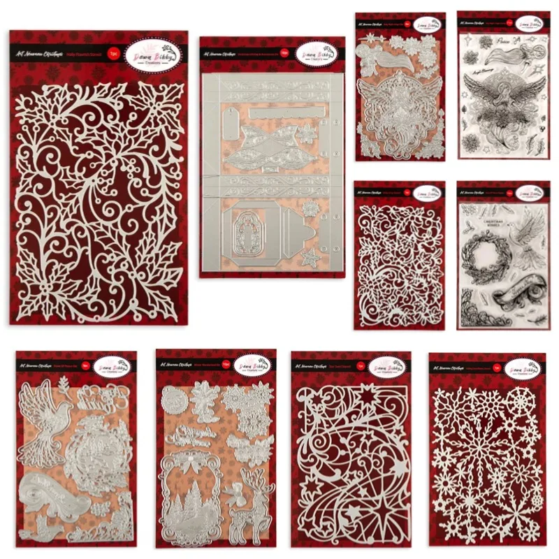 Florishchristmas Holly Dove Peace Deer Winter Wonderland Metal Cutting Dies Silikone Stamps Scrapbook Stencil Photo album Card