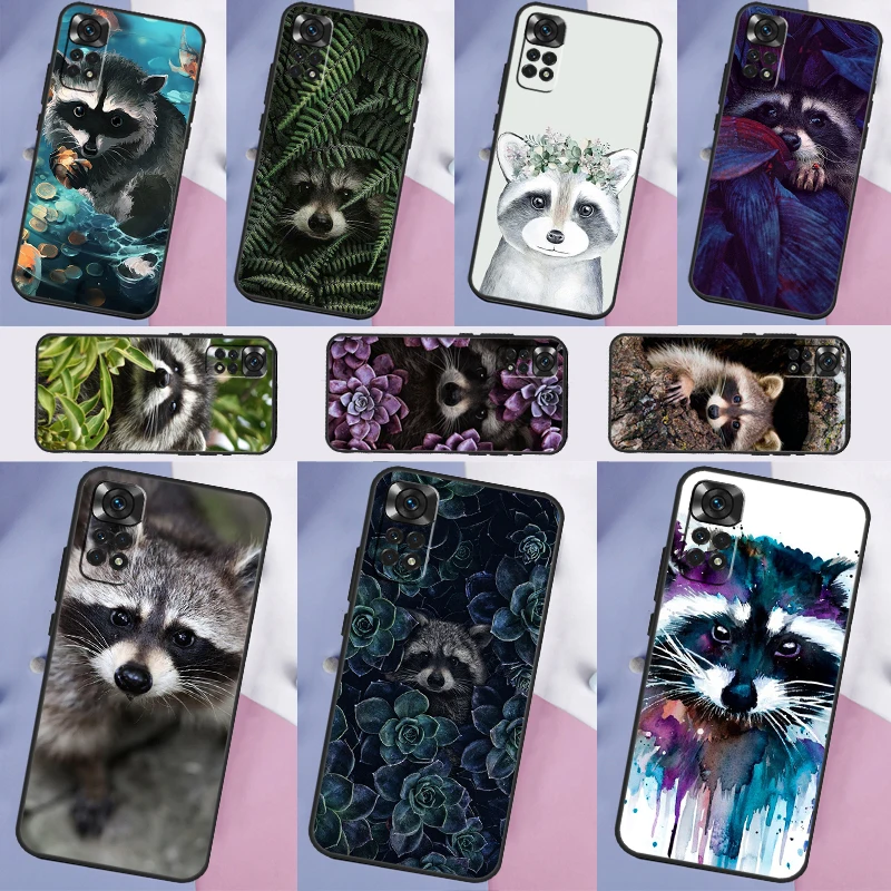 Flow Raccoon Fox Animal Coque pre Xiaomi Redmi Note 10 Pro Case pre Redmi Note 11 Pro 12 8 9 11S 10S 9s 12c 9c 10c