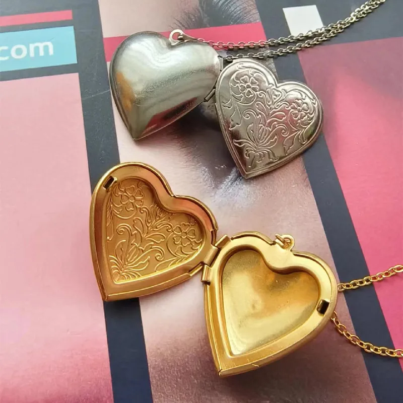 Flower Love Heart Veľká veľkosť foto boxu prívesok Náhrdelník z nehrdzavejúcej ocele pár šperkov Darček 2 farby 2024 Nový model