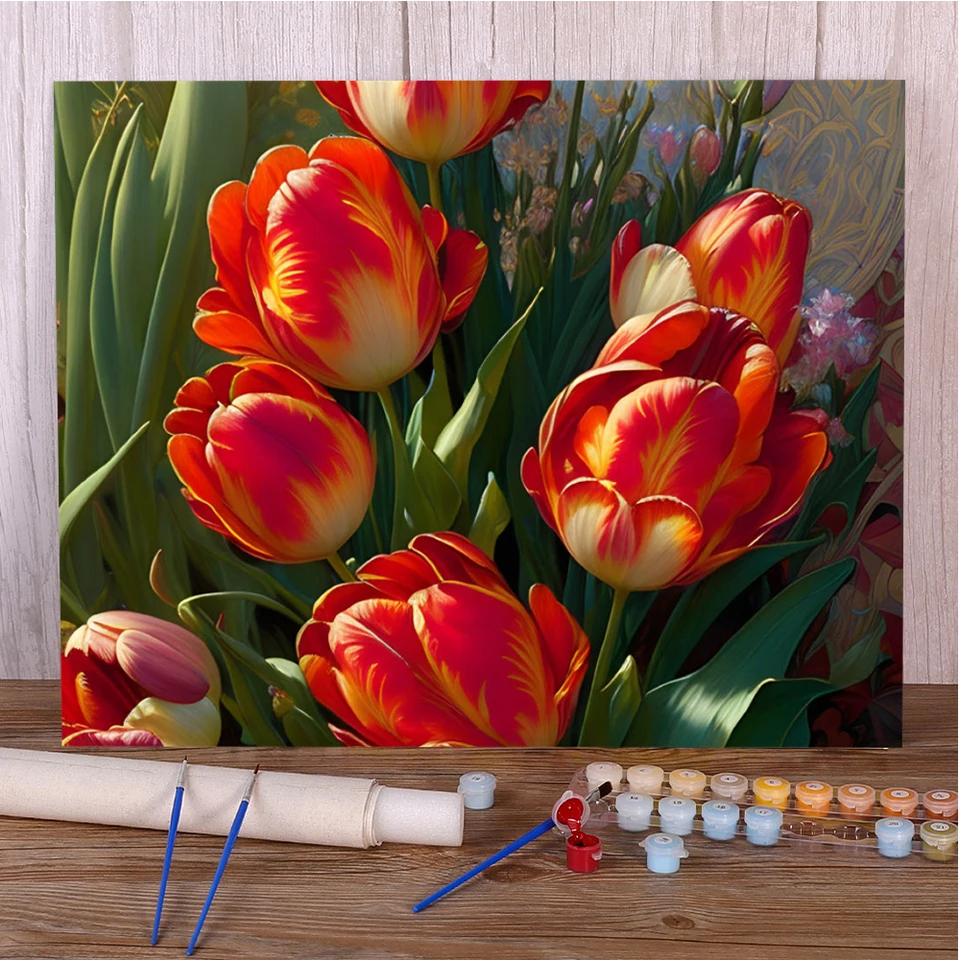 Flower tuilp farba podľa čísla pre dospelých Custom Cross Stitch Kit Crafts Kits Pre dospelých