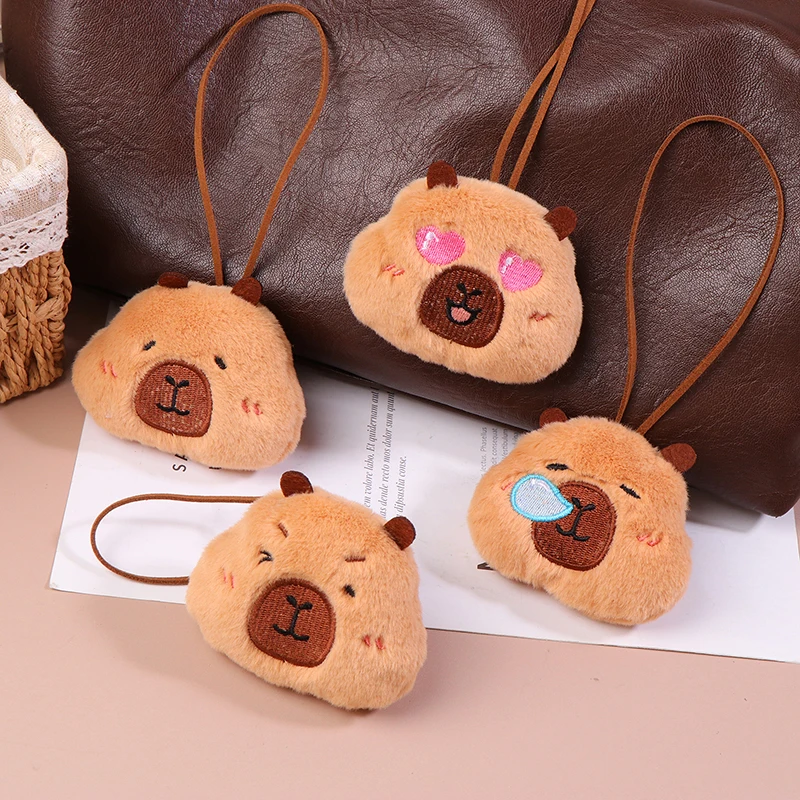Fluffy Capybara Plyšová bábika Soft Soft Spiched Animal Caphybara plyšová bábika visk hračky karikatúra kľúča retiazka batohový batoh