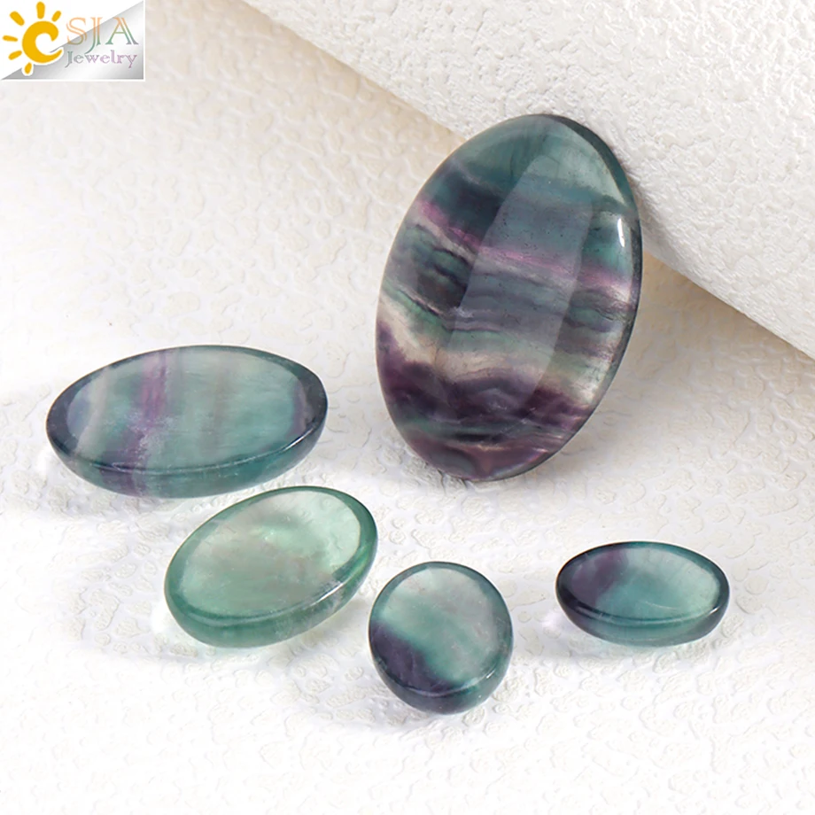 Fluorit Oval Natural Gem Stone Ploché kabína kryštály korálky Flatbacks Base 18x25mm 30x40 mm pre kutilové šperky výroby nálezy H360