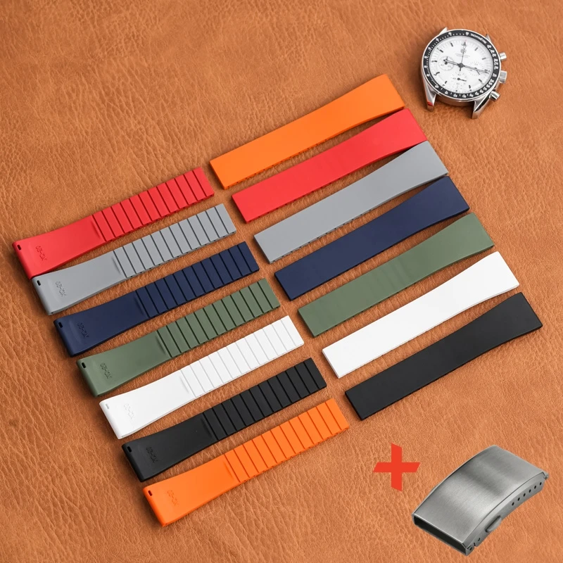 Fluoro Rubber Watch Band FKM remienok 20/22 mm rez do veľkosti Rýchle uvoľňovanie skladacia pracka Nastaviteľná univerzálna náramok pre mužov