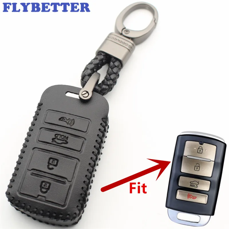Flybetter Originálna koža 4Button Keyless Entry Smart Key Case Cover pre Kia Sorento K900 New K7 Cadenza