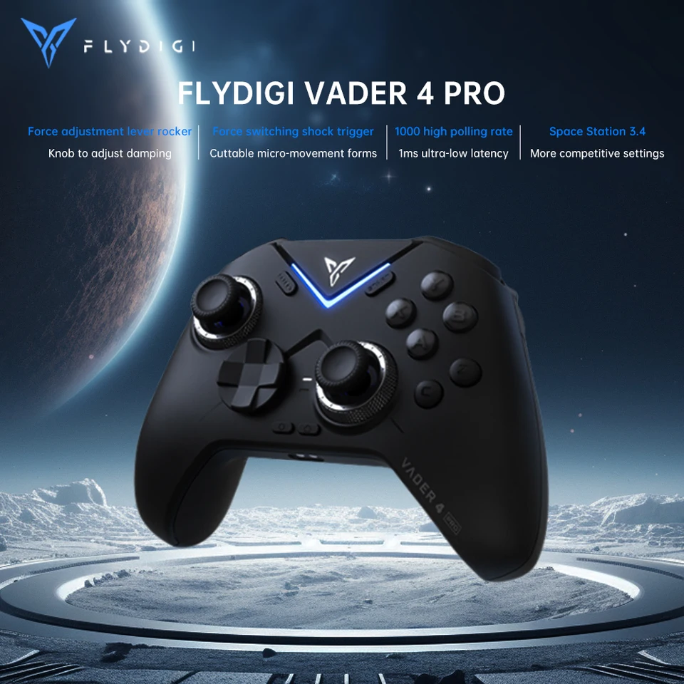 Flydigi Vader 4 Pro 1000Hz Wireless Gamepads, Spúšťacia spúšťanie, atletický elitný herný ovládač pre PC/NS/TV/Mobilné hry