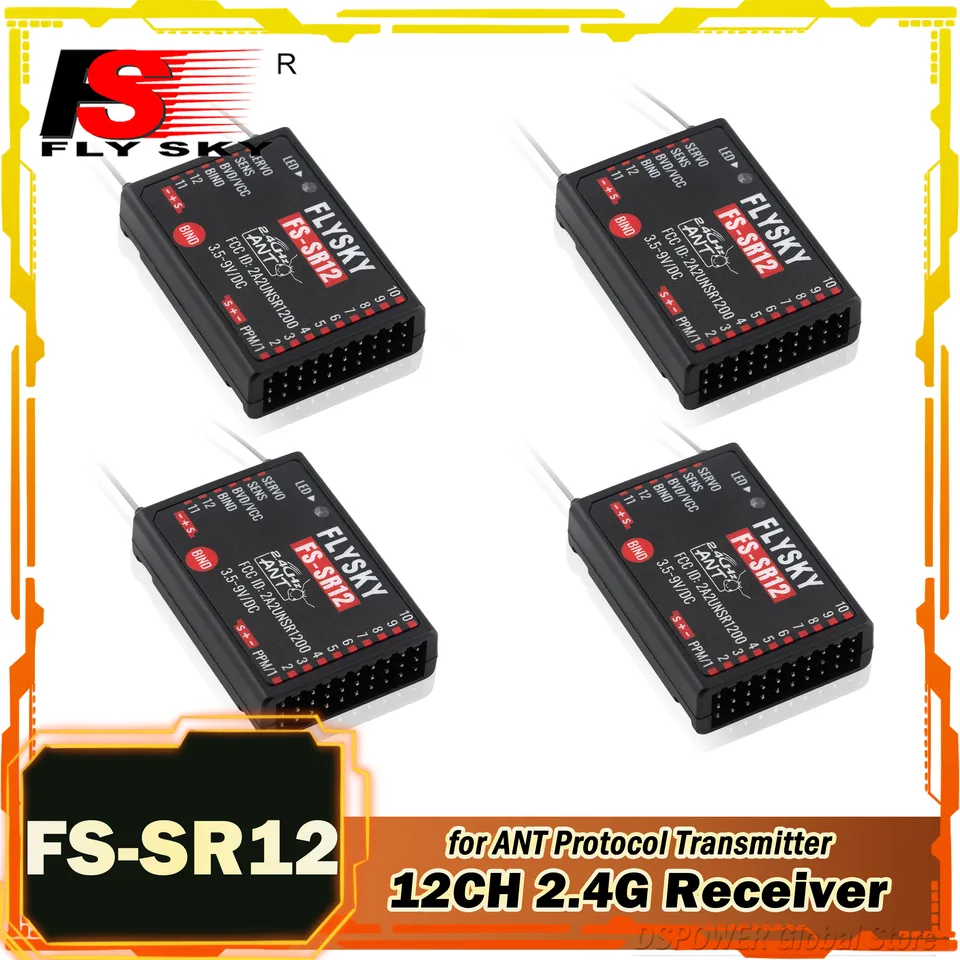 Flysky 12ch 2,4G prijímača 1/2/4ks FS-SR12 Duálna anténa pre RC Fixte Wing Car Boat Robot Model ANT Protokol pre vysielač FS-ST8