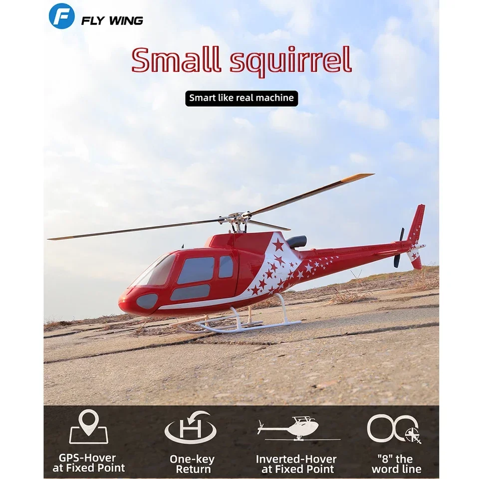 Flywing 6ch Brushless 500 Veľkosť AS350 Malý veveričkový vrtuľník Tri rotorová čepeľ s ovládačom letového ovládača H1 GPS