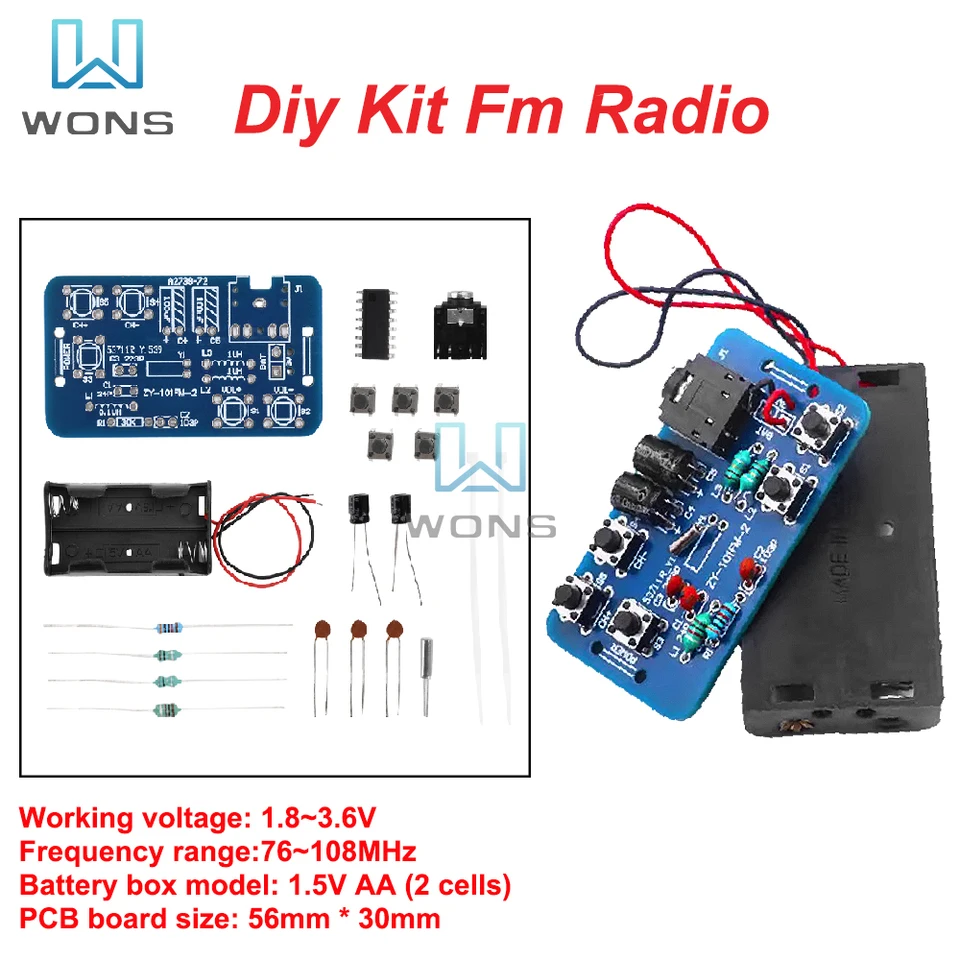 FM Stereo rádio prijímací modul DIY Kit nastaviteľný