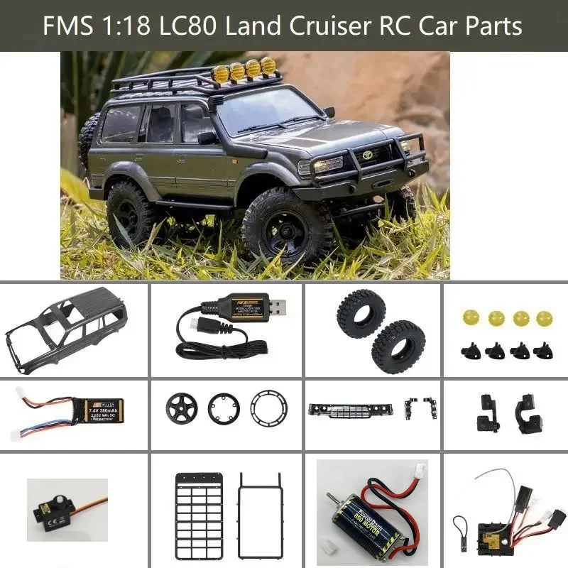 FMS 1:18 LC80 Land Cruiser RC lezenie automobilu Off-Road Crawler Výmena dielov