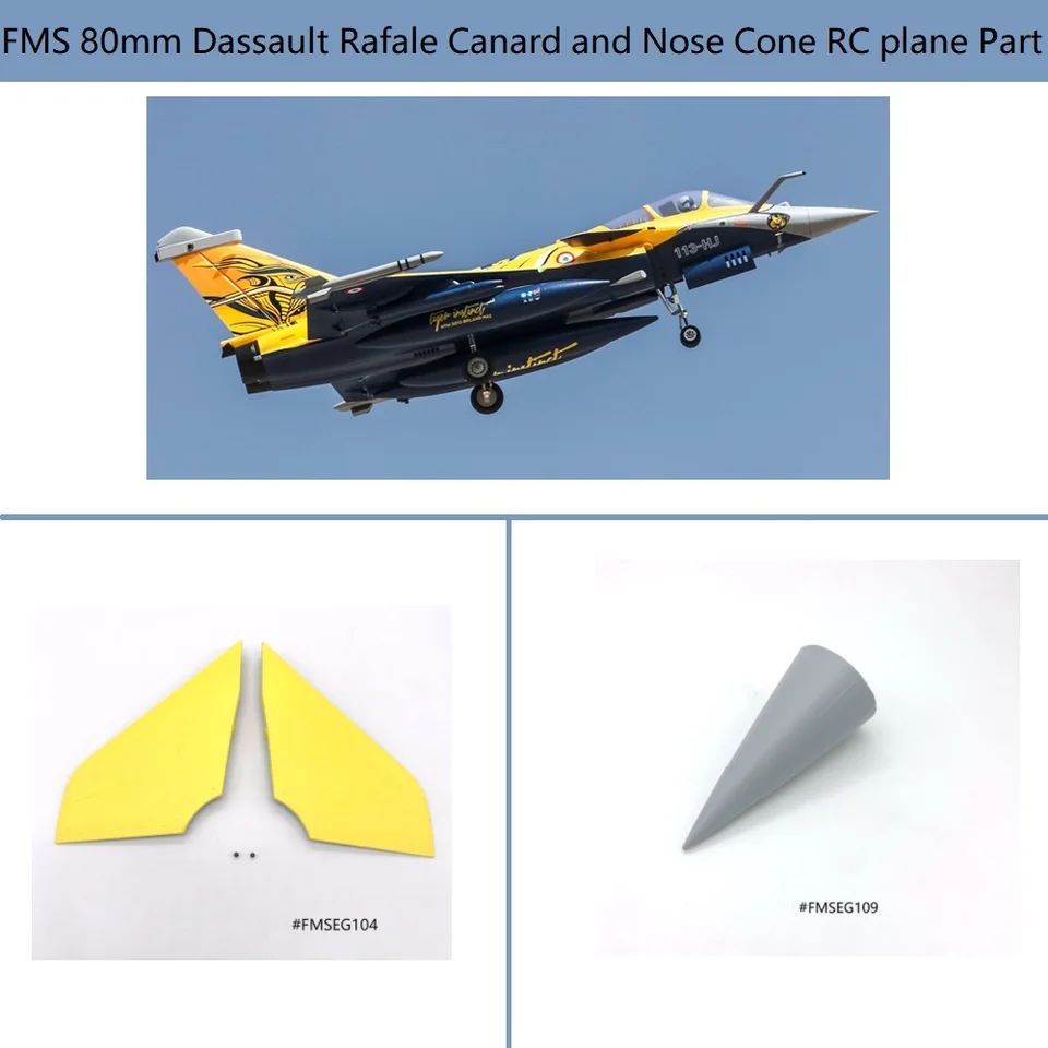 FMS 80 mm Dassault Rafale Canard a nosový kužeľový rádiový riadiaci lietadlo Časť FMSDR