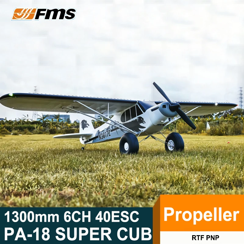 FMS diaľkové ovládacie lietadlo Lietadlo 1300 mm 1,3 m PA-18 J3 Piper Super Cub RC lietadlo PNP Trainer Elektrické lietadlá Outdoor Sports