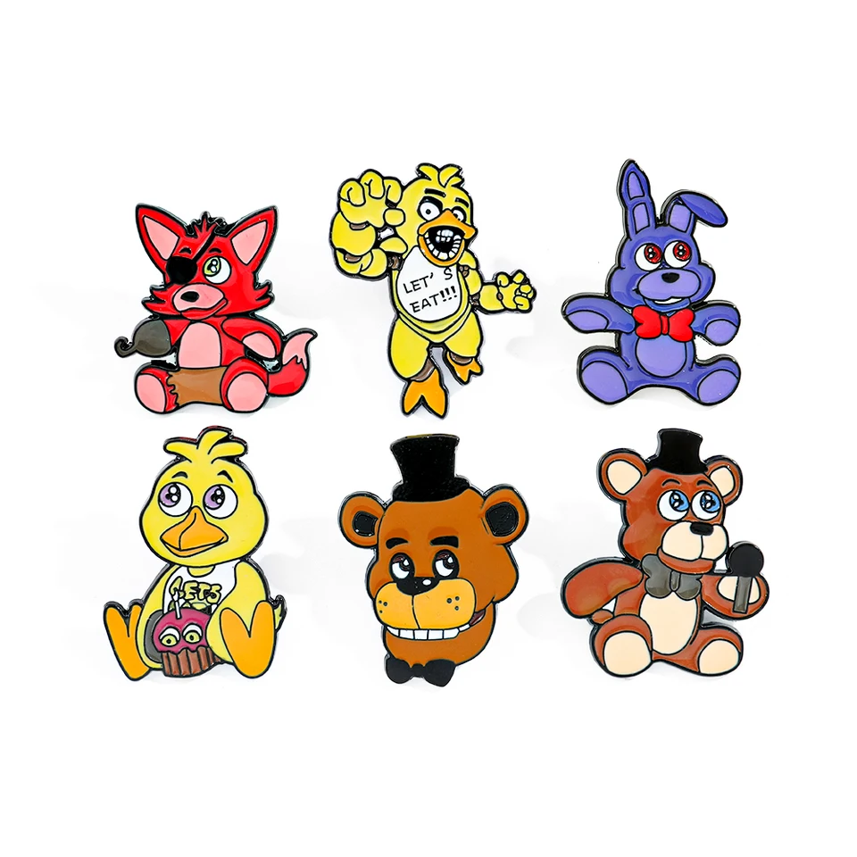 FNAF brošňa Five Night's at Freddy Smalt Pins Foxy Bonnie Animal Doll Doll Body Brošes pre darčeky na batohové kolíky