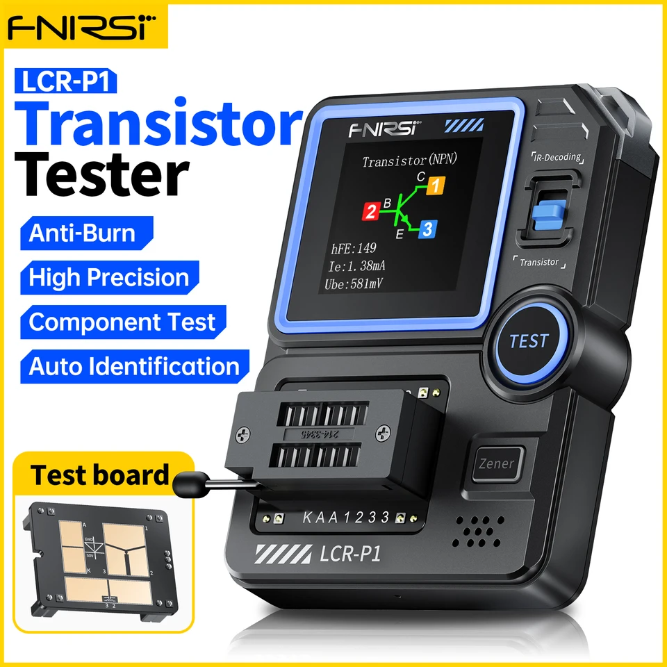 FNIRSI LCR-P1 Tranzistor tester Diode Triode Capacimeter rezistencia LCR ESR Meter MOSFET NPN PNP SMD Multifunkčný tester