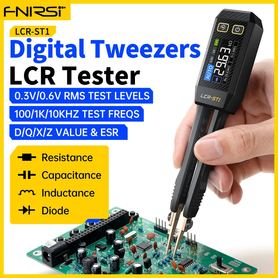 FNIRSI LCR-ST1 MINI SMART TWEEZER LCR SMD ESR TESTER RESISSANCE INDUCTIANCE INDUCTIONUT