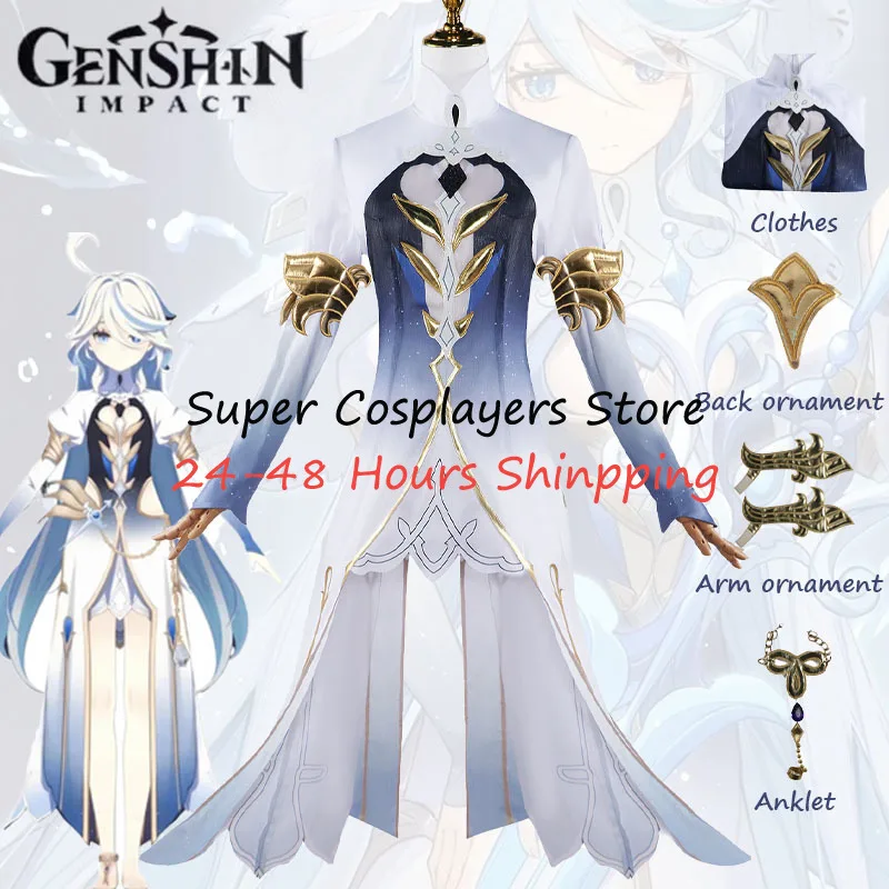 FOCALORY COSPLAY COSTUME Game Genshin Impact Furina Water God Dress Halloween Karneval Party rola Hra uniforma pre ženy dievčat