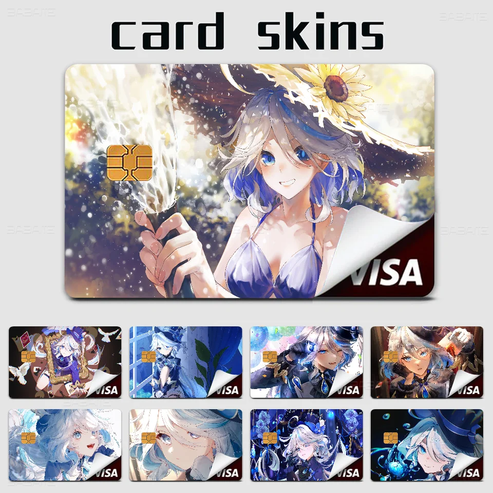 FOCALORY GENSHIN IMPACT Game Film Cover Case Case pre prednú stranu debetných kariet s kreditnou kartou s malými čipmi