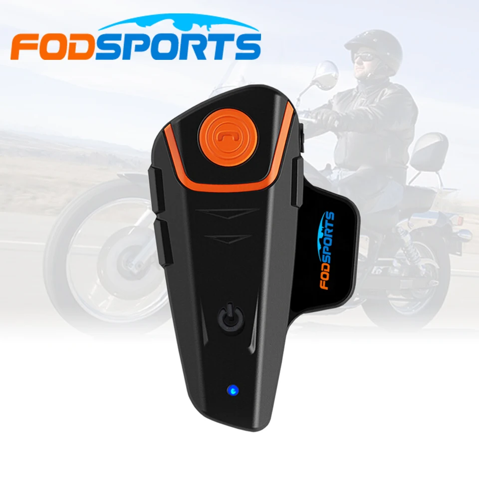 FODSports BT-S2 Pro Motorcycle Intercom Bluetooth Helme Headset Wireless Witerprood Interphone, FM Radio.