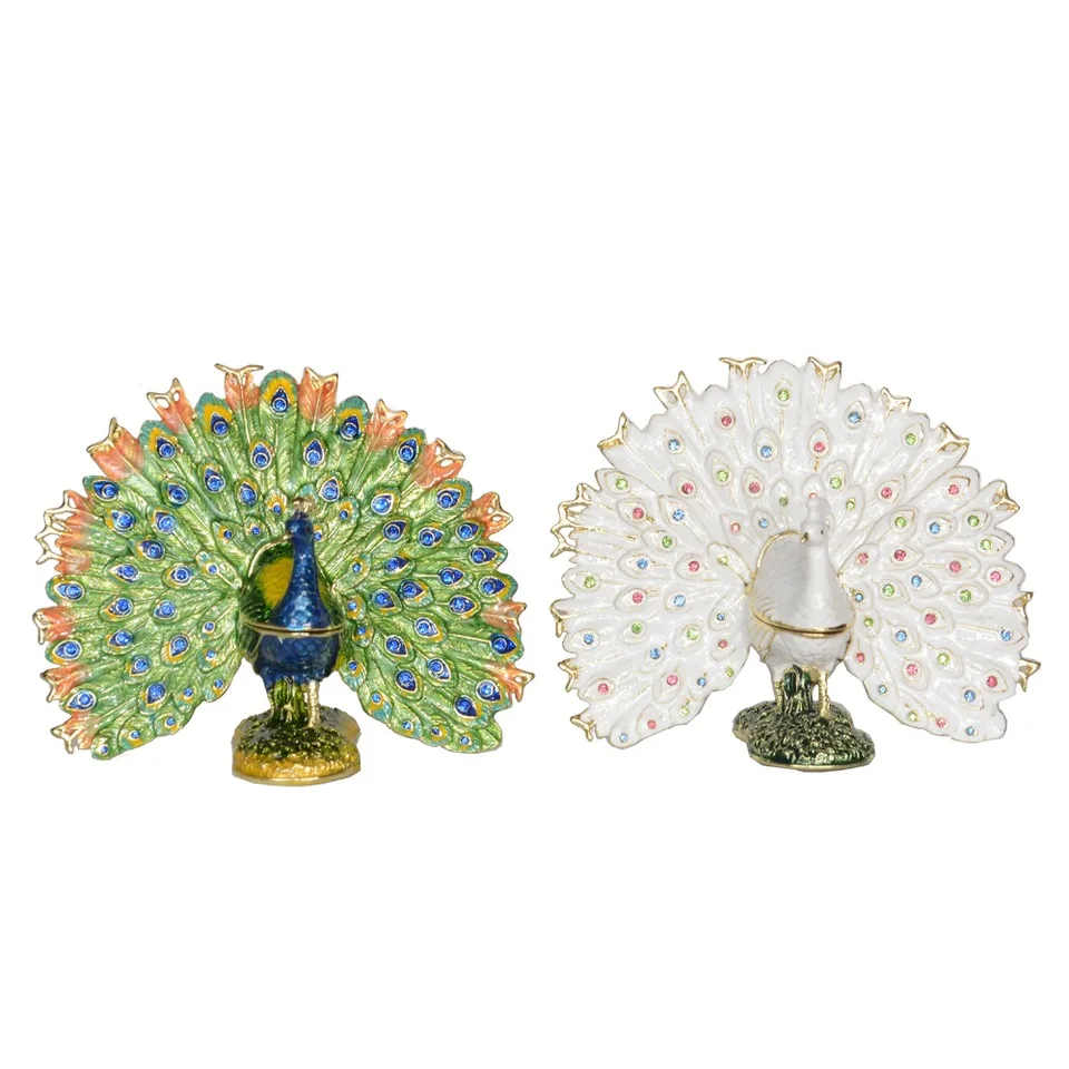 Foed Peacock Droby Drinket Jewelry Box Metal Domov Ozdobia miniatúrne novinky Darčeky
