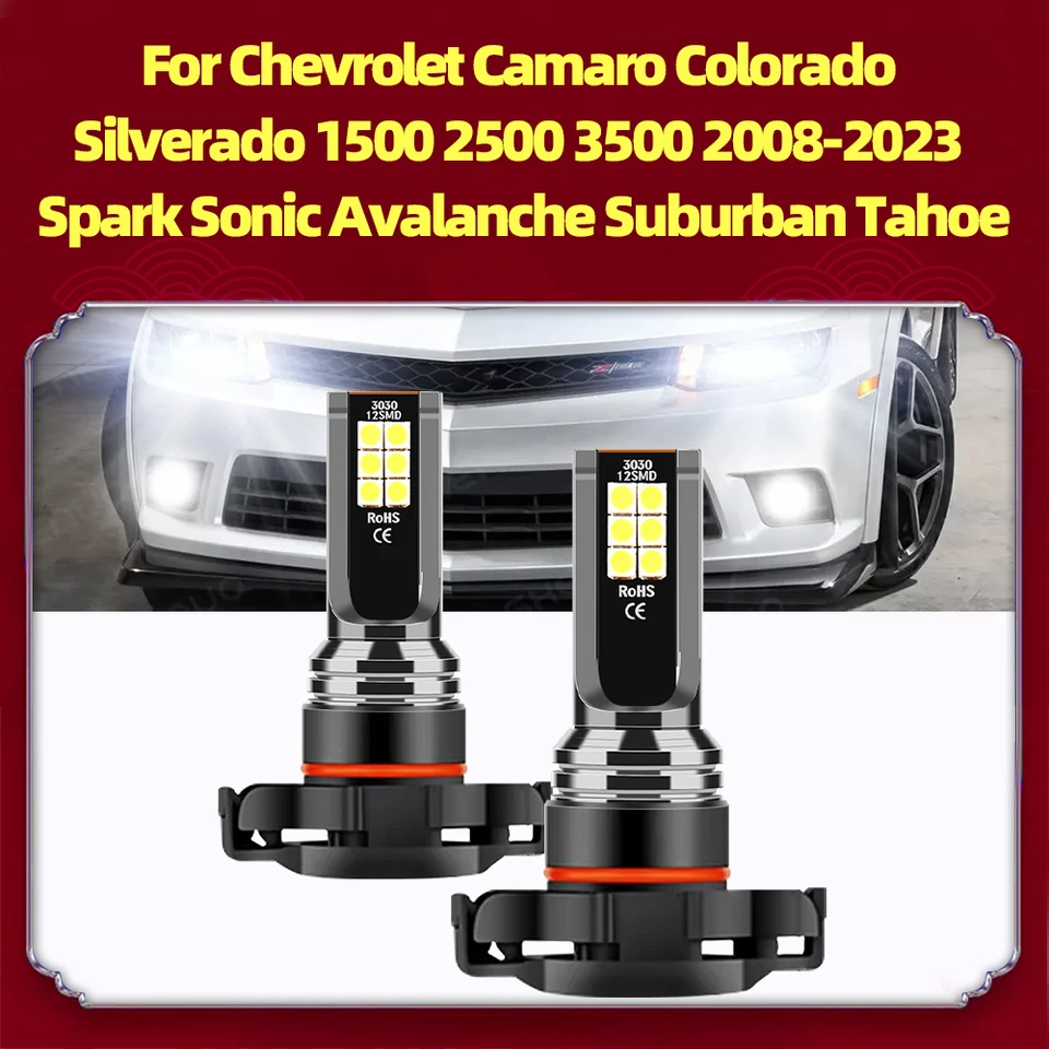 Foglight žiarovky 6000k hmlové žiarovky 5202 PS19W PS24W pre Chevrolet Camaro Colorado Silverado 1500 2500 3500 2008-2023 Suburban Tahoe