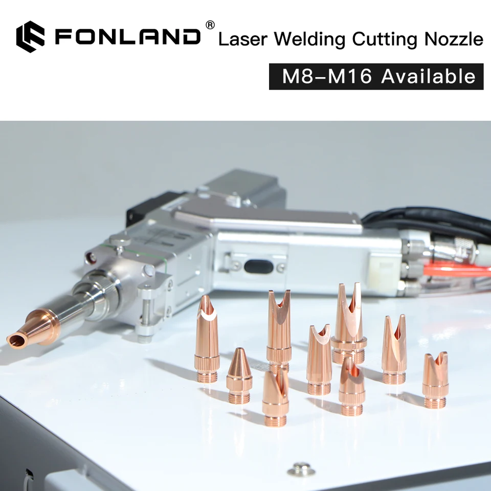 Foland ručné laserové zváracie zváracie rezné dýza M8 M10 M11 M16 MONE NASTAVENIE ZAMETNUTÉHO DREJA PRE 1064NM laserový zvárací stroj
