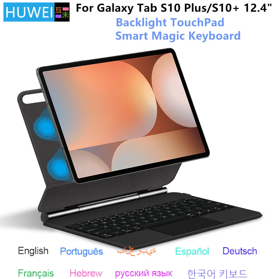 Folio Magic Keyboard pre Samsung Galaxy Tab S10+ S10 Plus 12,4 palca tableta Smart Case Portugalise Kórejská Kórejská klávesnica