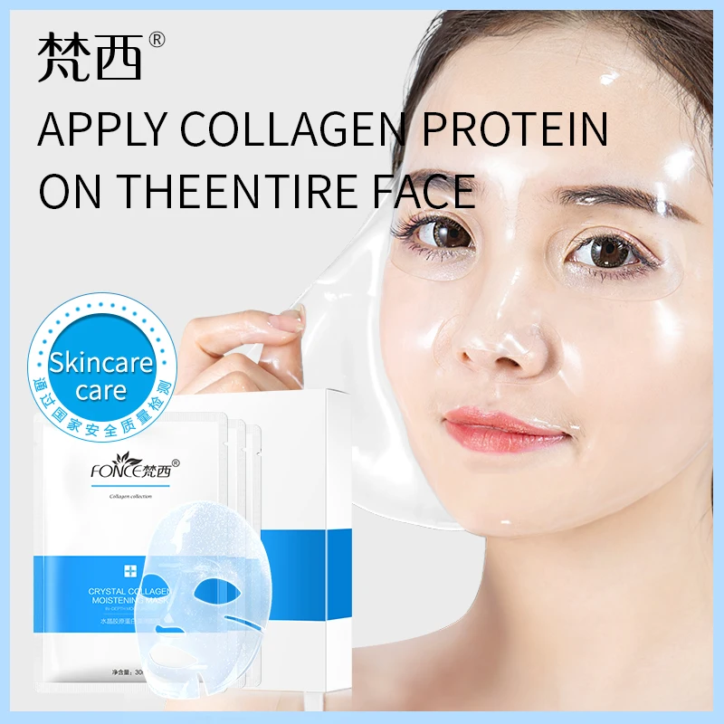 Fonce Crystal Collagen Mask tváre zvlhčujúca kyselina hyalurónová hydratačná čistiaca želé priehľadná 10 kusov/krabica
