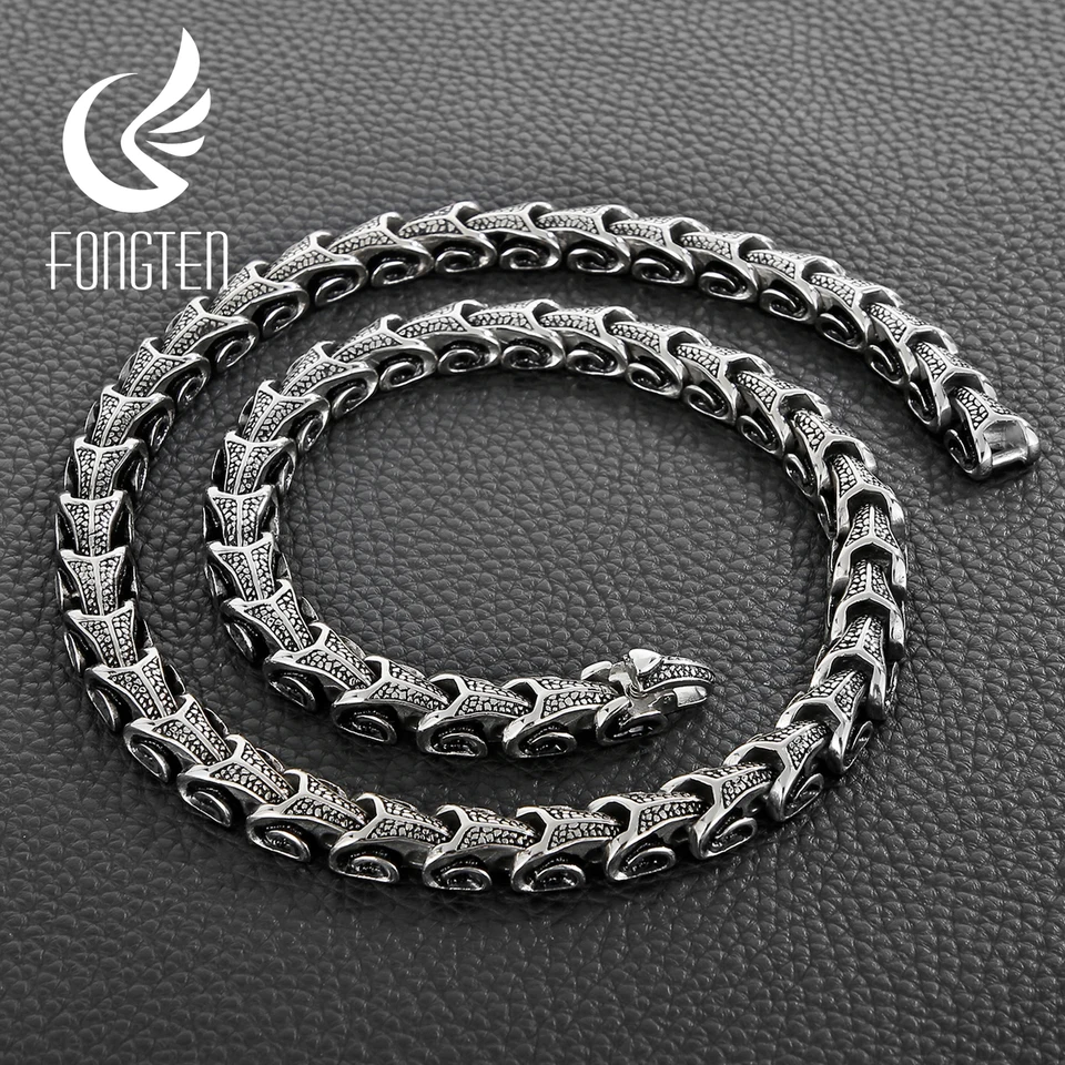 Fongten Gothic Dragon Chain Náhrdelník pre mužov z nehrdzavejka