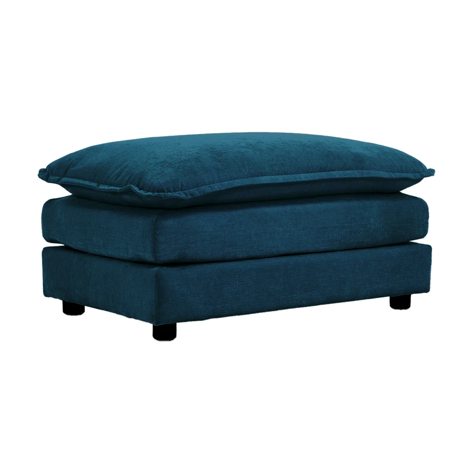 Footrest Ottomans Chenille tkanina na kombinovanie s 2 sedadlami, 3 sedacia pohovka a 4 sedačka, Blue Chenille