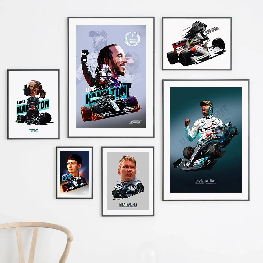 Formula 1 Racing World Champion Legend Wall Art Canvas Painting Nordic Plagáty a výtlačky Wall Fotografie pre Bar v obývacej izbe