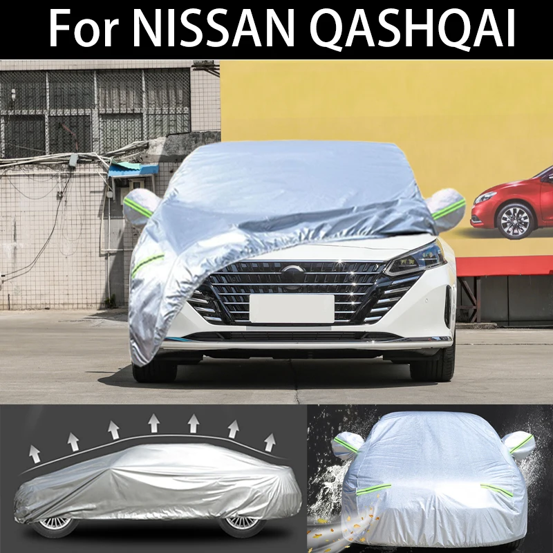 Fornissan Qashqai Zimný kryt automobilu Dustodope odolný voči vonkajším vnútorným UV Snehovým odolným v oblasti ochrany pred slnkom vodotesný krupobitie pre auto pre auto