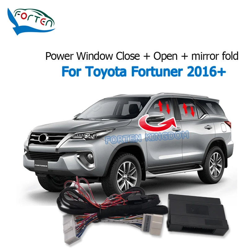 Forten Kingdom Car Automatické okno zatvorenie a otvorené bočné zrkadlo rozloží modul pre Toyota Fortuner Hilux 2017+ / 2016-2023