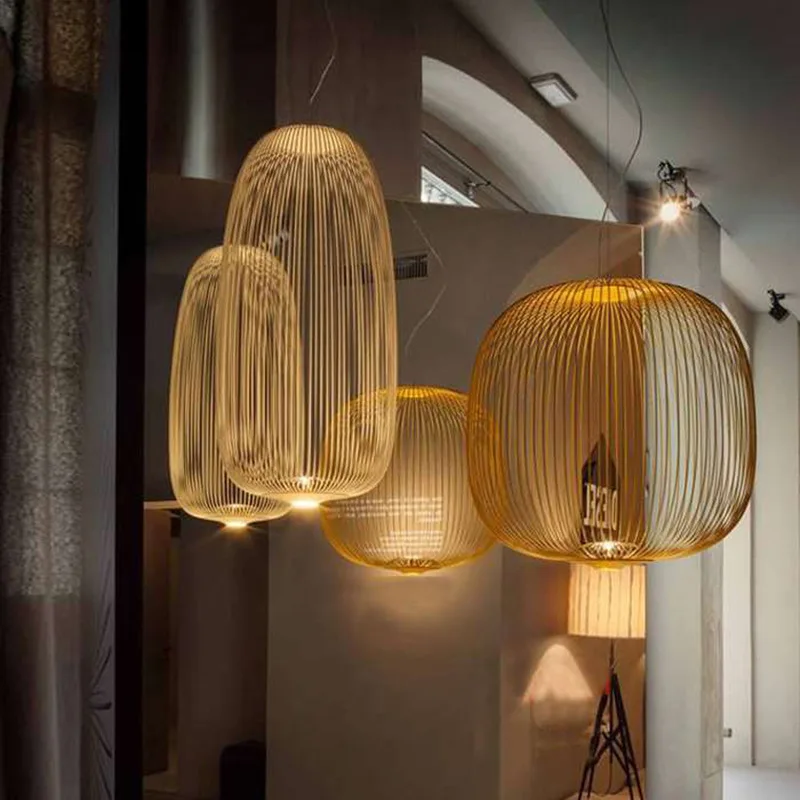 Foscarini lúče 1/2 vtáčej klietky prívesok Svetlo kreatívna reštaurácia Svetlá spálňa Light Le D Bar železné závesné svetlo