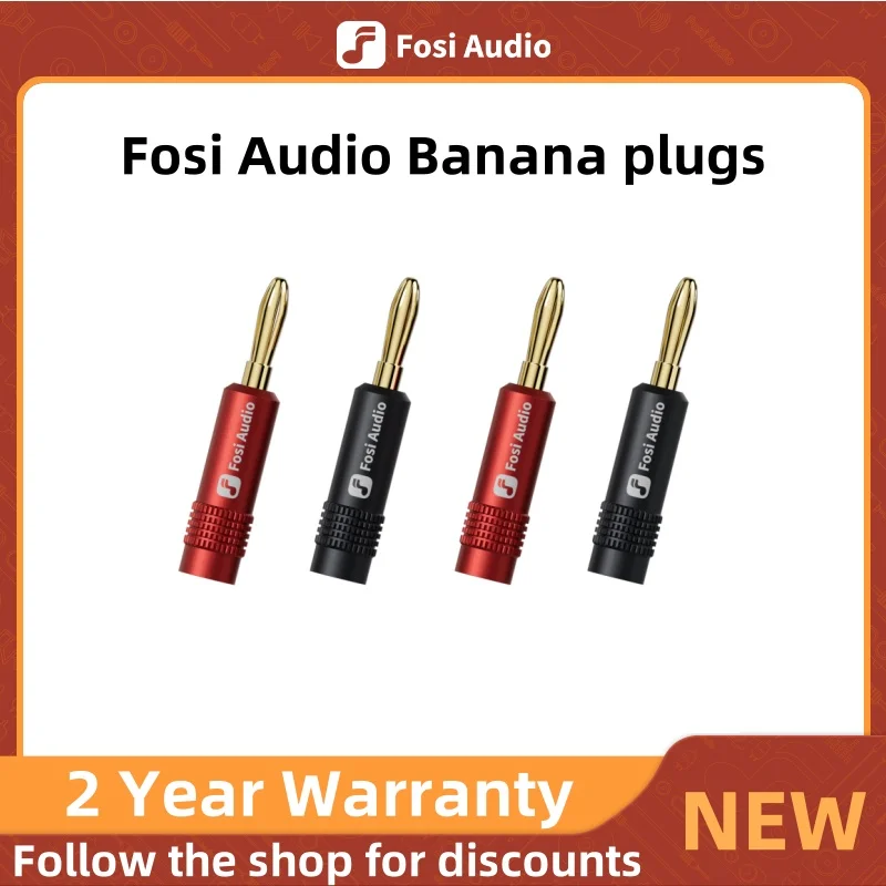 FOSI AUDIO BANÁNY Zátky 2 páry/ 4 ks, čierna a červená 24K Gold -Plated Dual Scregs Jack konektory pre zosilňovač, reproduktory, prijímač