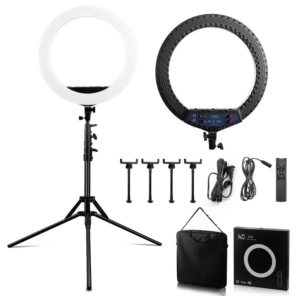 FOSOTO 21Inches LED Ring Ring Lights Foto selfie lampa so vzdialenými USB nabíjacím telefónom Standar pre streamovanie videozáznamov fotografie