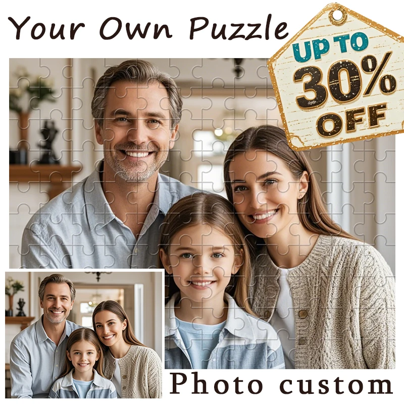 Foto Prispôsobená drevená puzzle Vytvorte si vlastnú fľašu s fľašami zabalenú s dňom pre domácich majstrov